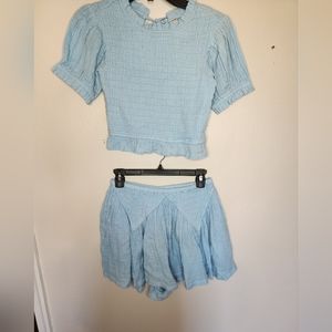 Free People Light Blue Top and Skirt Set